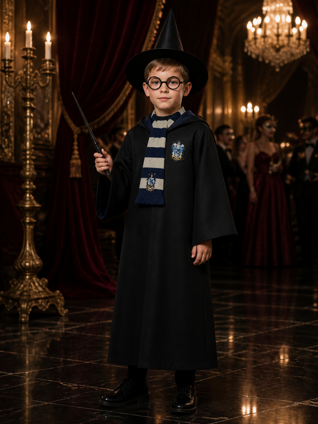 Ravenclaw Wizard Robe with Hood and Scarf for Cosplay Costumes detail