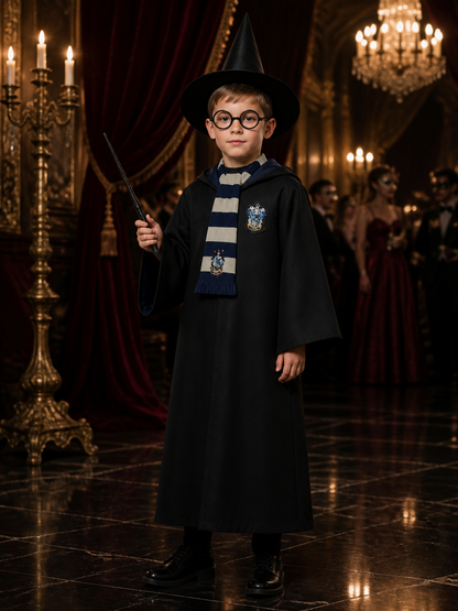 Ravenclaw Wizard Robe with Hood and Scarf for Cosplay Costumes detail