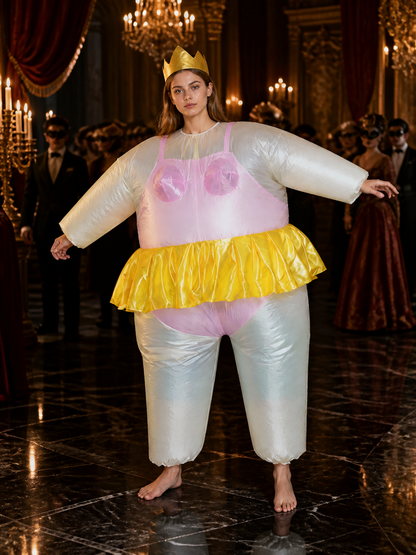 Womens Cartoon Mouse Inflatable Costume, Funny Blow Up Outfit with Yellow Skirt Costumes detail