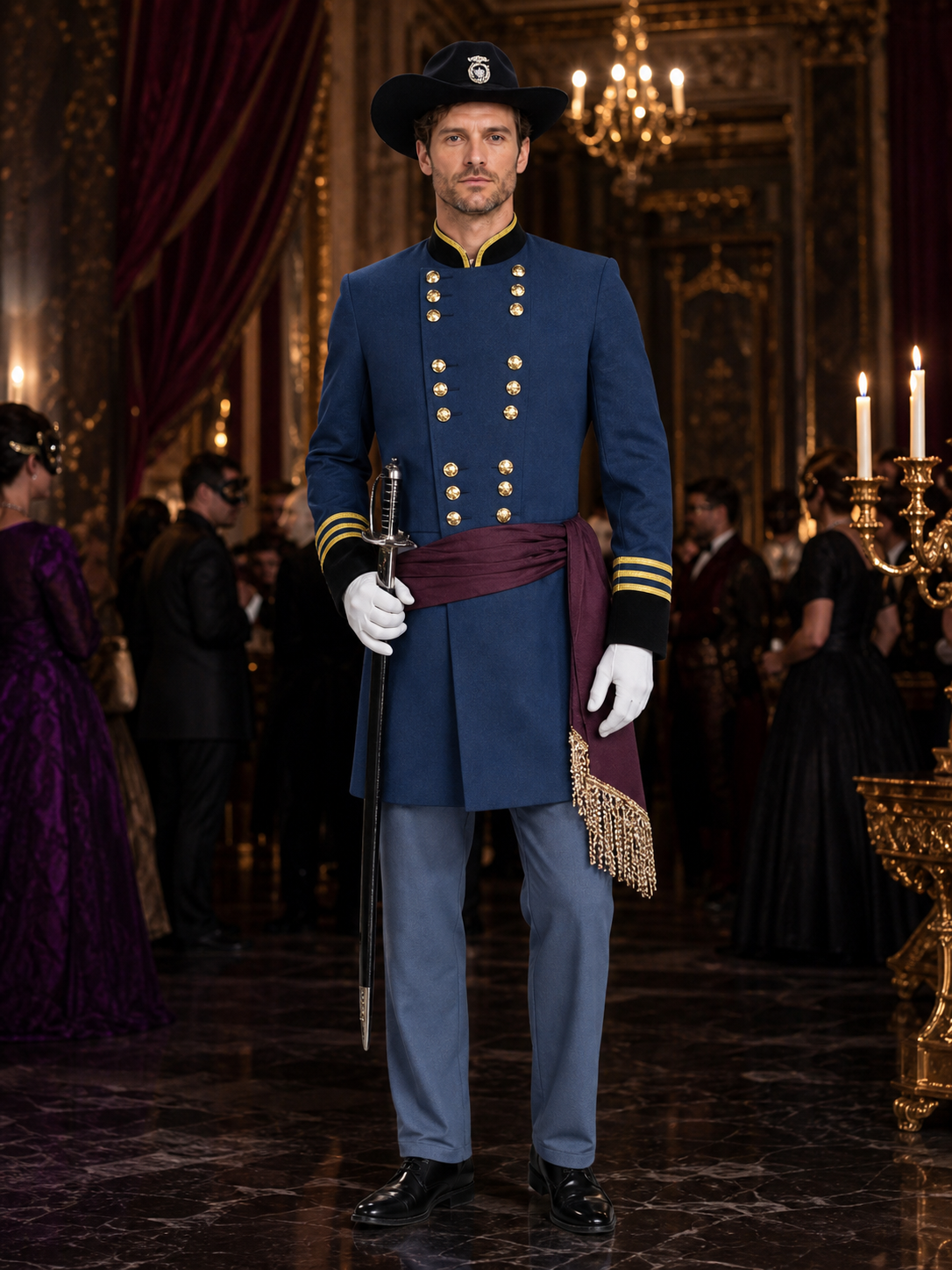 Navy-Style Pirate Captain Costume for Cosplay Costumes detail