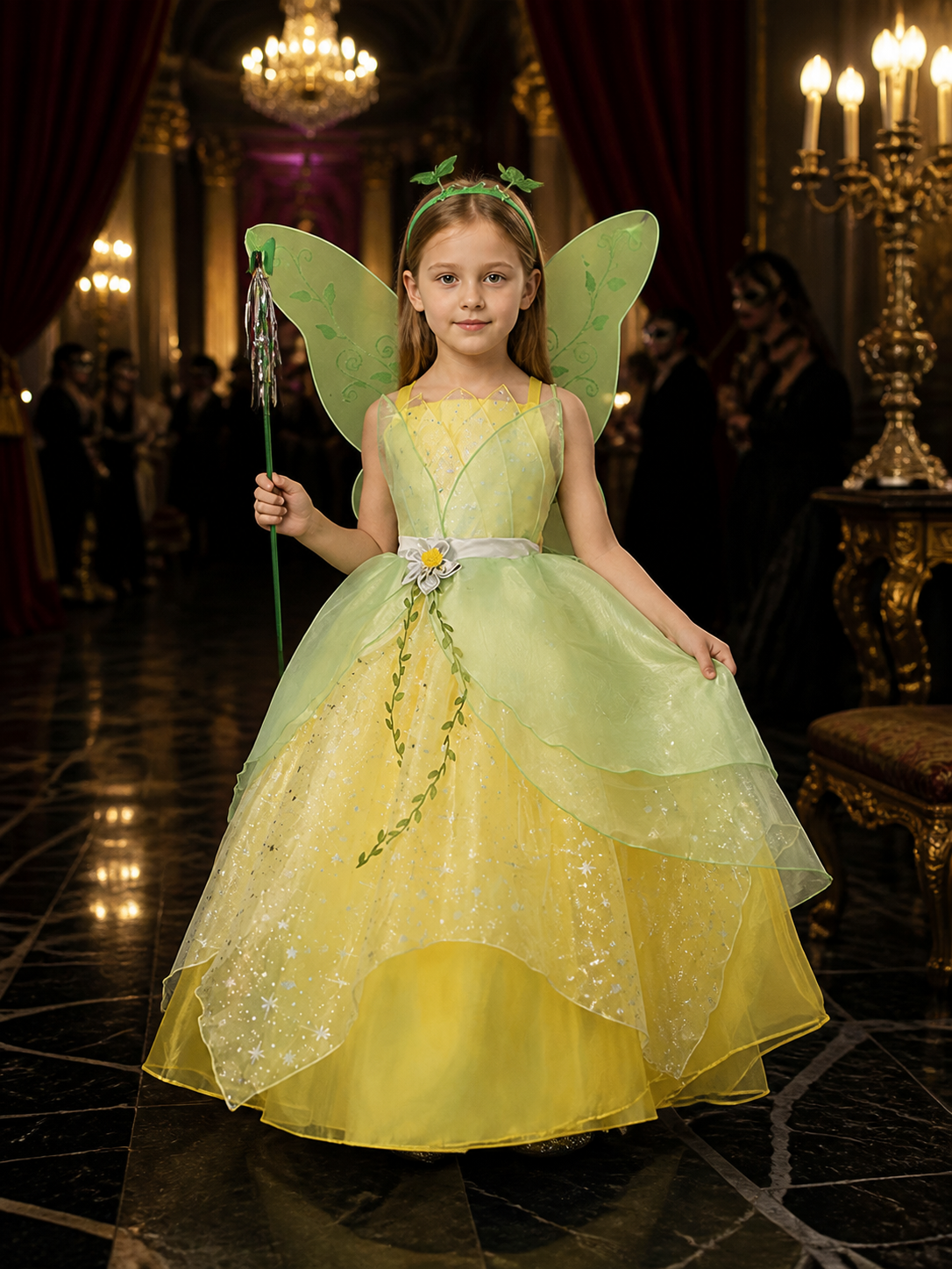 Girls' Princess Costume Set With Layered Tulle Skirt, Butterfly Wings & Star Costumes detail