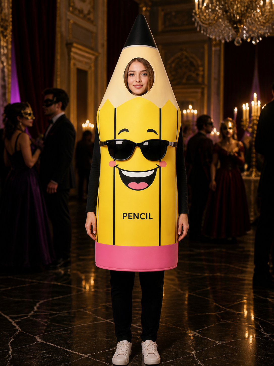 Cartoon Pencil Bodysuit Costume, Funny School Party Outfit for Kids and Adults Costumes detail