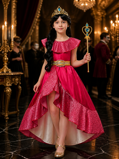 Girls Princess Halloween Costume Set with Dress, Crown, Wig and Magic Wand Costume Dresses detail