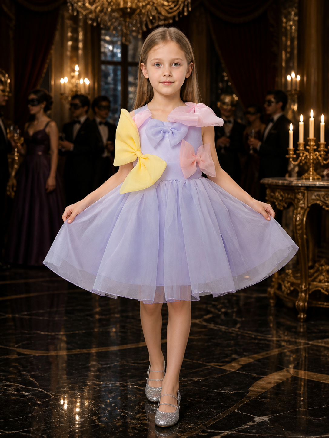 Toddler Girls' Princess Formal Dress, Sleeveless Layered Tulle Skirt With Large Costume Dresses detail