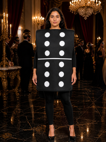 Adult Unisex Black And White Domino Costume, Oversized Sleeveless Halloween Costumes detail