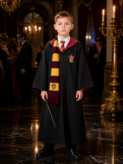 Gryffindor Wizard Costume Set, Hooded Robe With Scarf And Tie Costumes detail