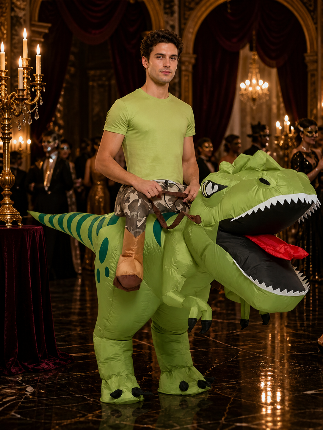 Inflatable Dinosaur Costume, Green Dinosaur Suit With Tail Costumes detail