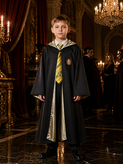 Hufflepuff Wizard Robe with Hood for Cosplay Costumes detail