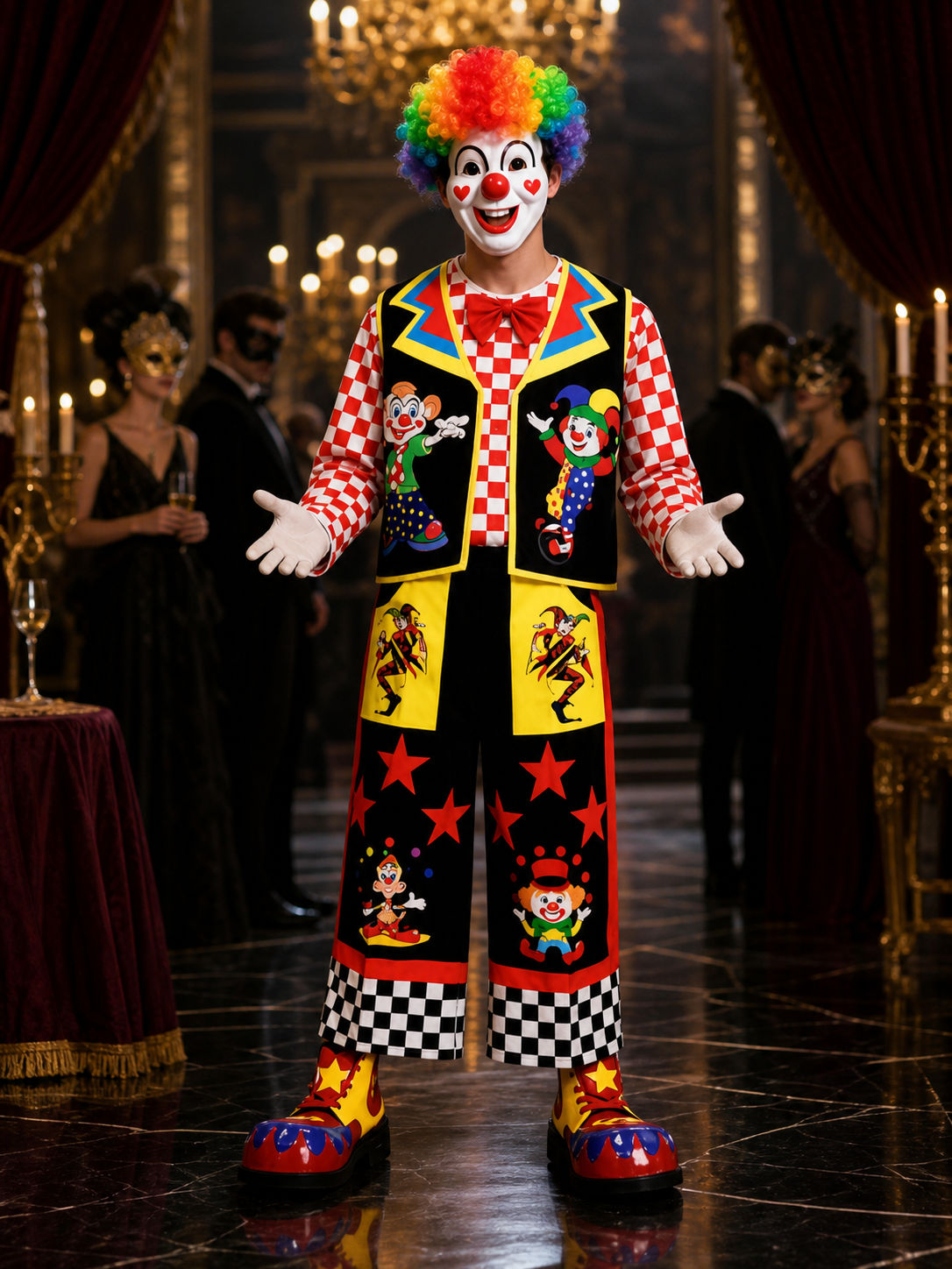 Circus Clown Costume for Stage Performances, Masquerades, and Halloween