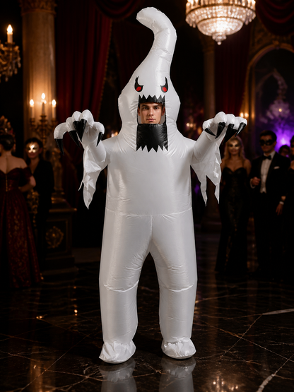 Inflatable White Monster Costume with Red Eyes and Black Claws for Halloween Costumes detail