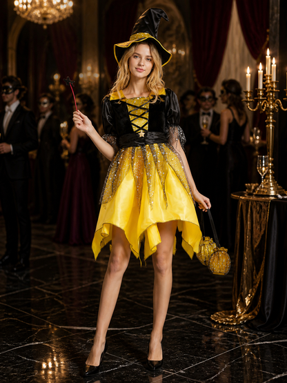 Black and Yellow Witch Costume with Accessories Costume Accessories detail
