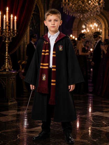 Hooded Wizard Robe Costume Set With Shirt And Striped Scarf Costumes detail
