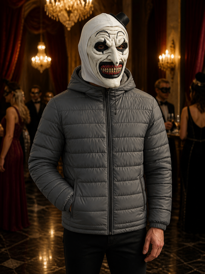 White Clown Full Face Mask with Top Hat and Sharp Teeth, Scary Halloween Costume Costume Masks detail
