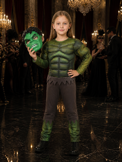 Green Giant Costume Jumpsuit with Mask for Halloween Costume Masks detail