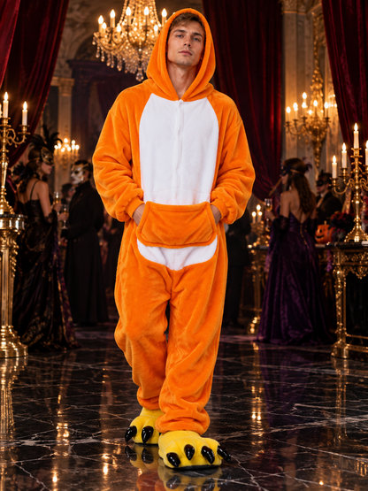 Children's Orange One-Piece Pajamas with White Insert