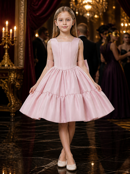 Baby Girls' Dusty Pink Princess Dress, Sleeveless Tiered Ruffle Flower Girl Gown Costume Dresses detail