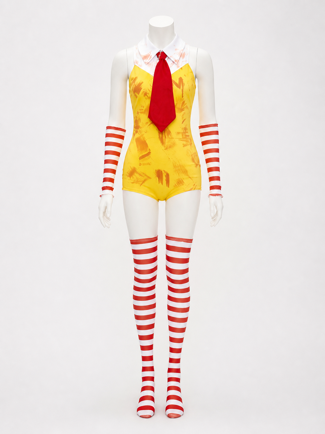 Harley Quinn Halloween Costume Set - Sleeveless Printed Bodysuit with Tie Costumes detail