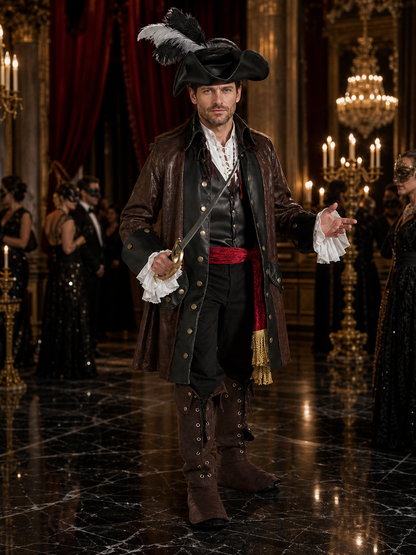 Captain Jack-Style Pirate Costume for Halloween Cosplay Costumes detail