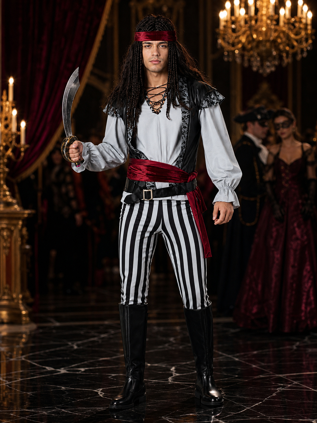 HD11006 Pirate Costume with Vest and Pants for Cosplay Costumes detail