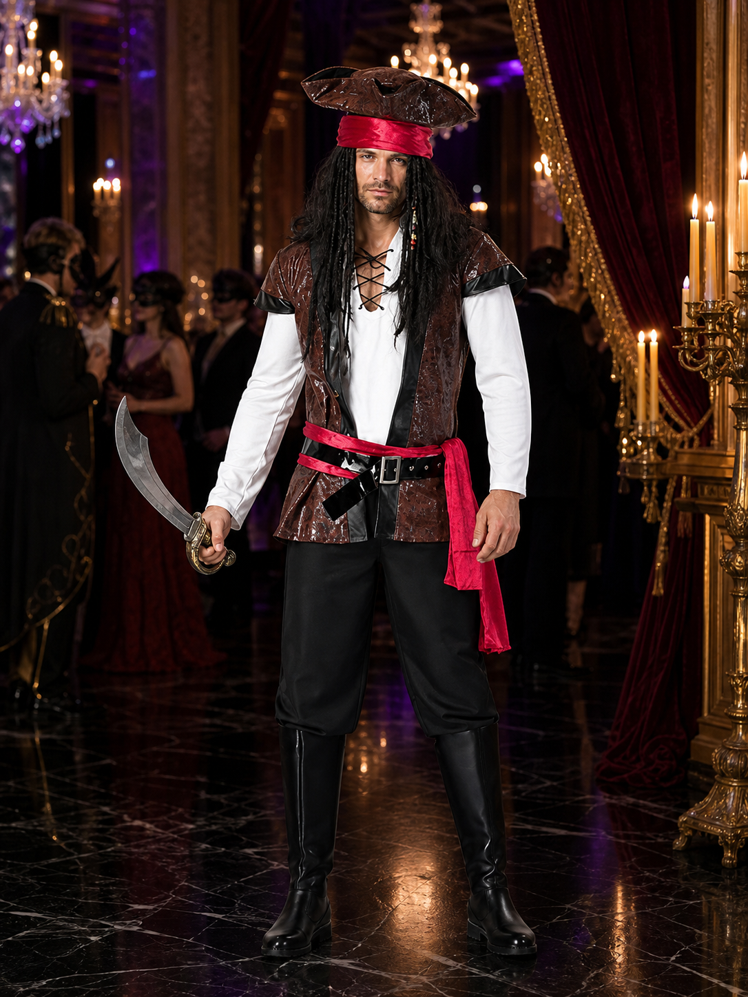 Jack Sparrow Pirate Costume for Cosplay Costumes detail