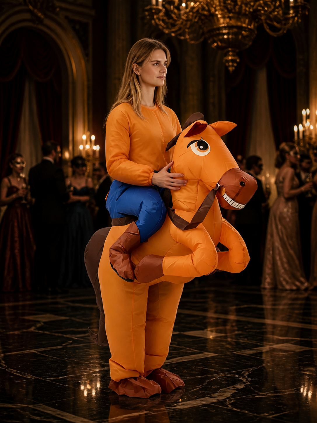 Adult Inflatable Horse Costume for Halloween Party, Brown and Orange Funny Full Costumes detail