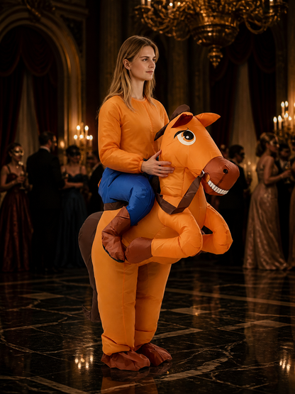 Adult Inflatable Horse Costume for Halloween Party, Brown and Orange Funny Full Costumes detail