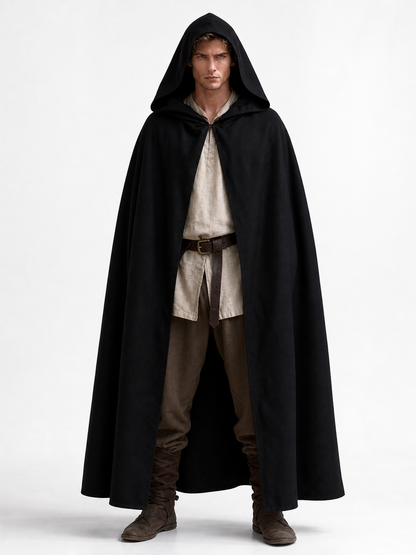 Black hooded carnival cloak, medieval
