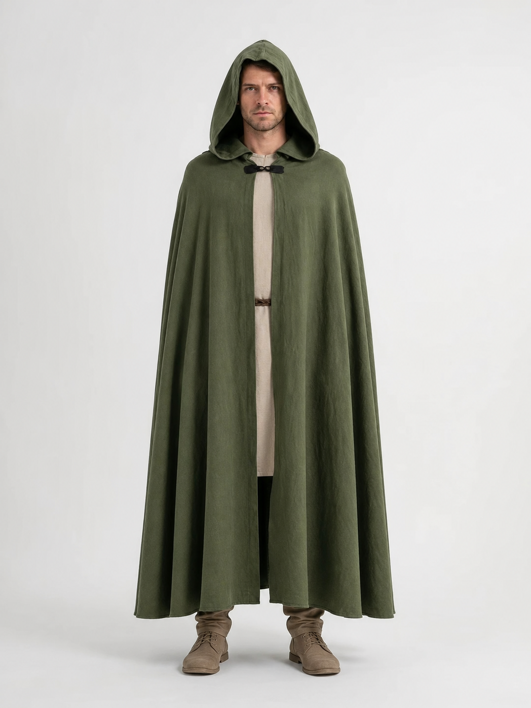 Long Green Hooded Carnival Cloak