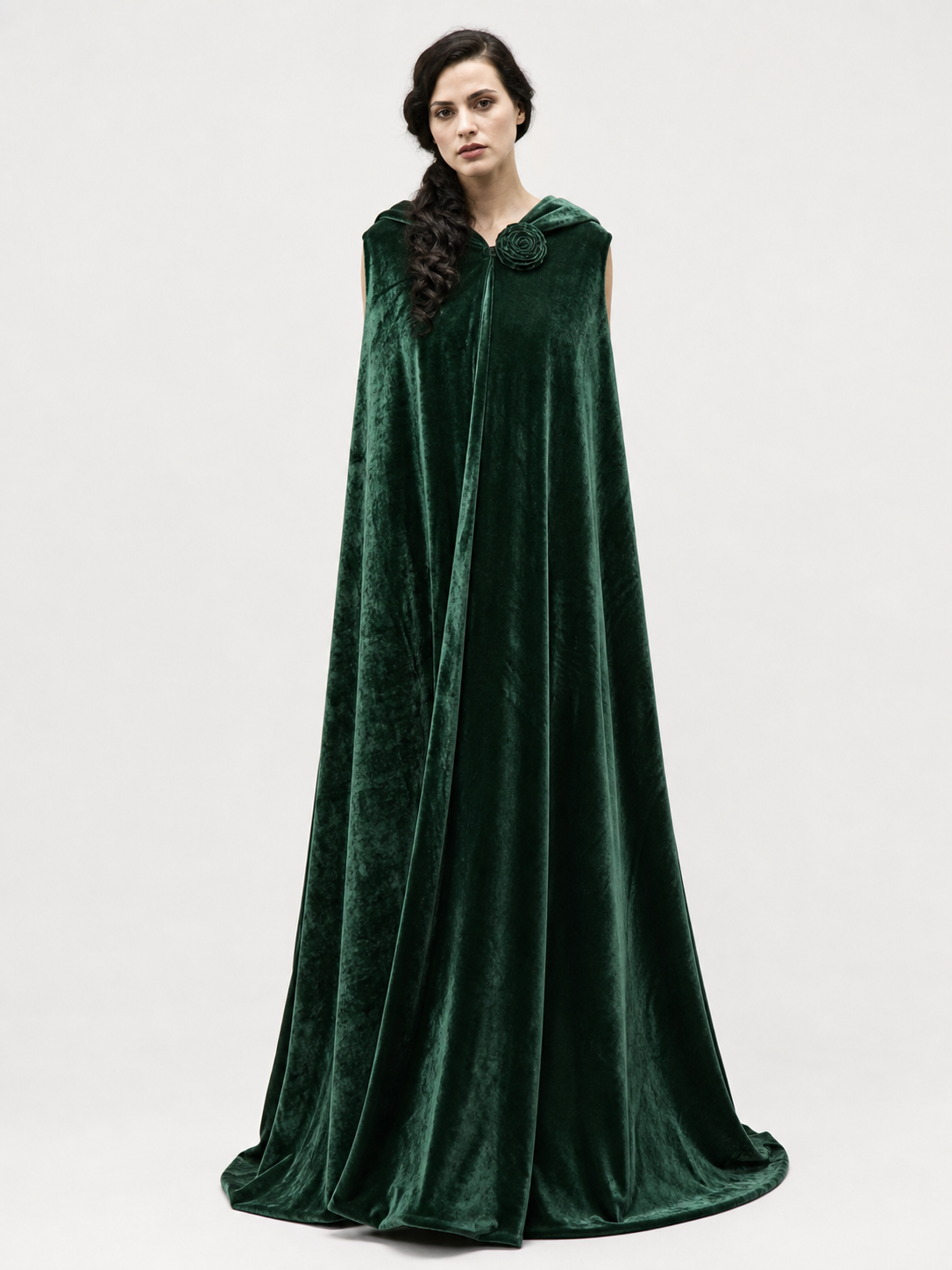 Hooded Dark Green Costume Cloak