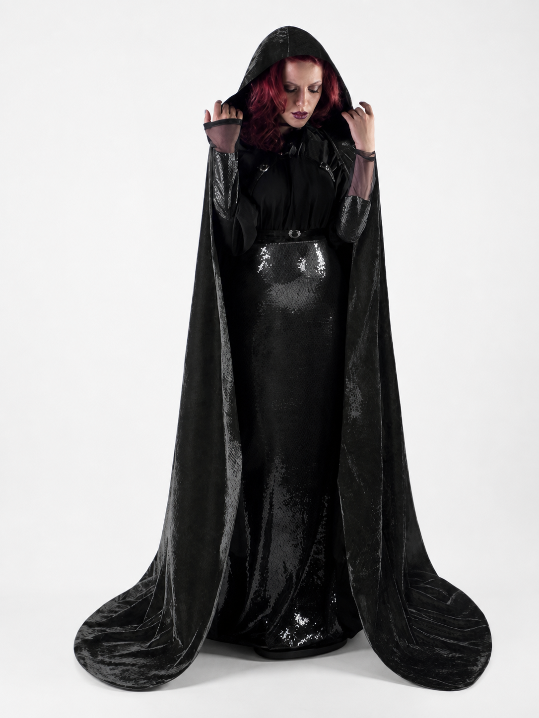 Black Gothic Hooded Carnival Cloak