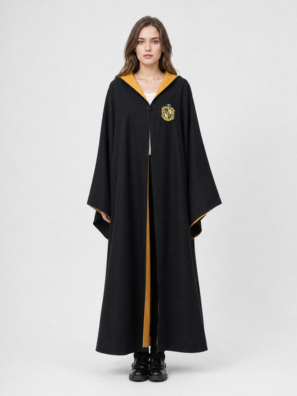 Black-and-yellow costume cape with hood
