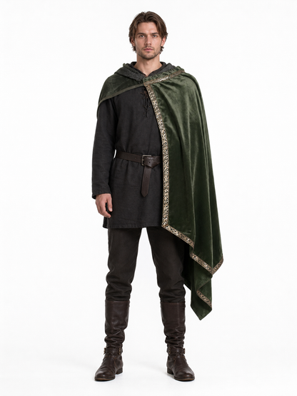 Green asymmetrical long carnival cape