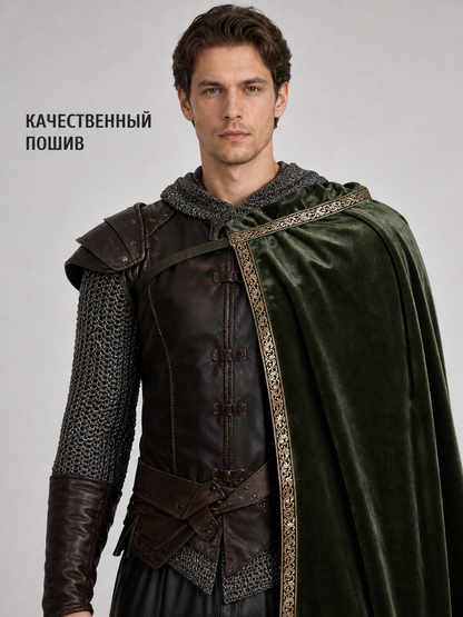 Green asymmetrical long carnival cape