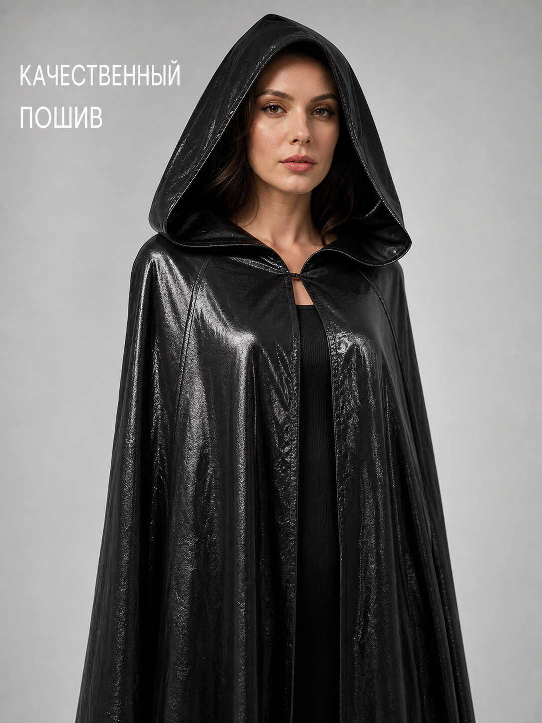 Black Gothic Hooded Carnival Cloak