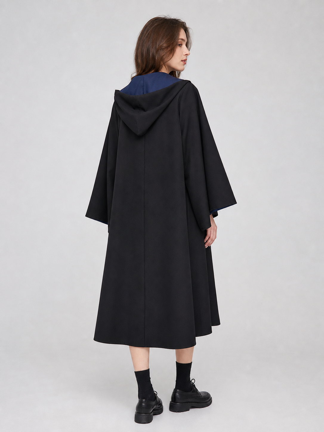 Black Costume Cloak with Blue Hood