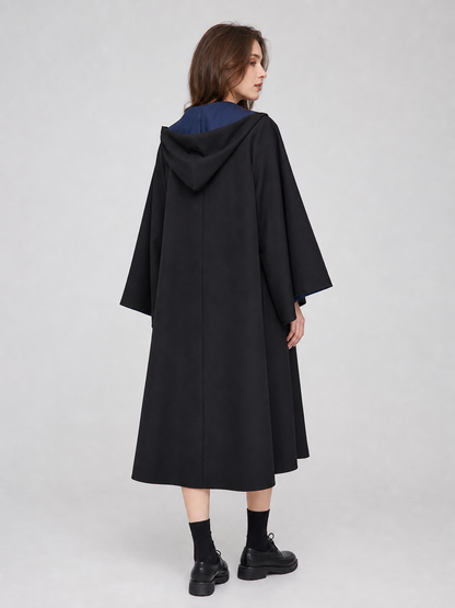 Black Costume Cloak with Blue Hood