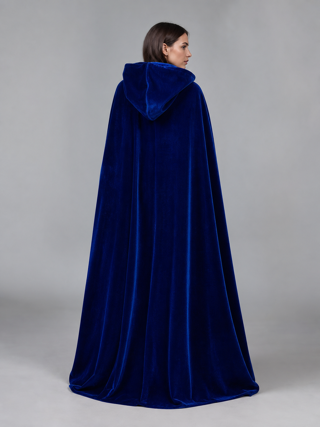 Long Blue Hooded Carnival Cape
