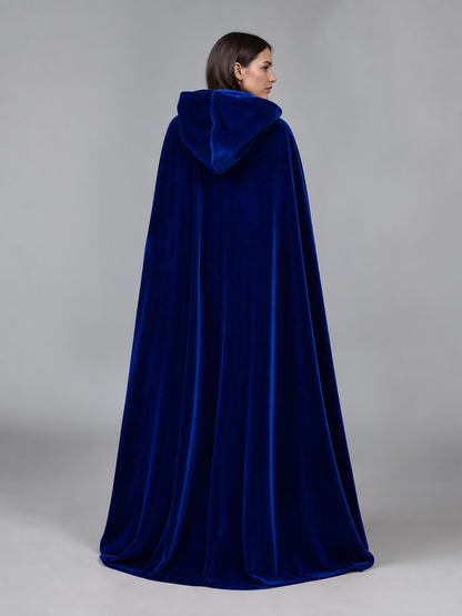 Long Blue Hooded Carnival Cape