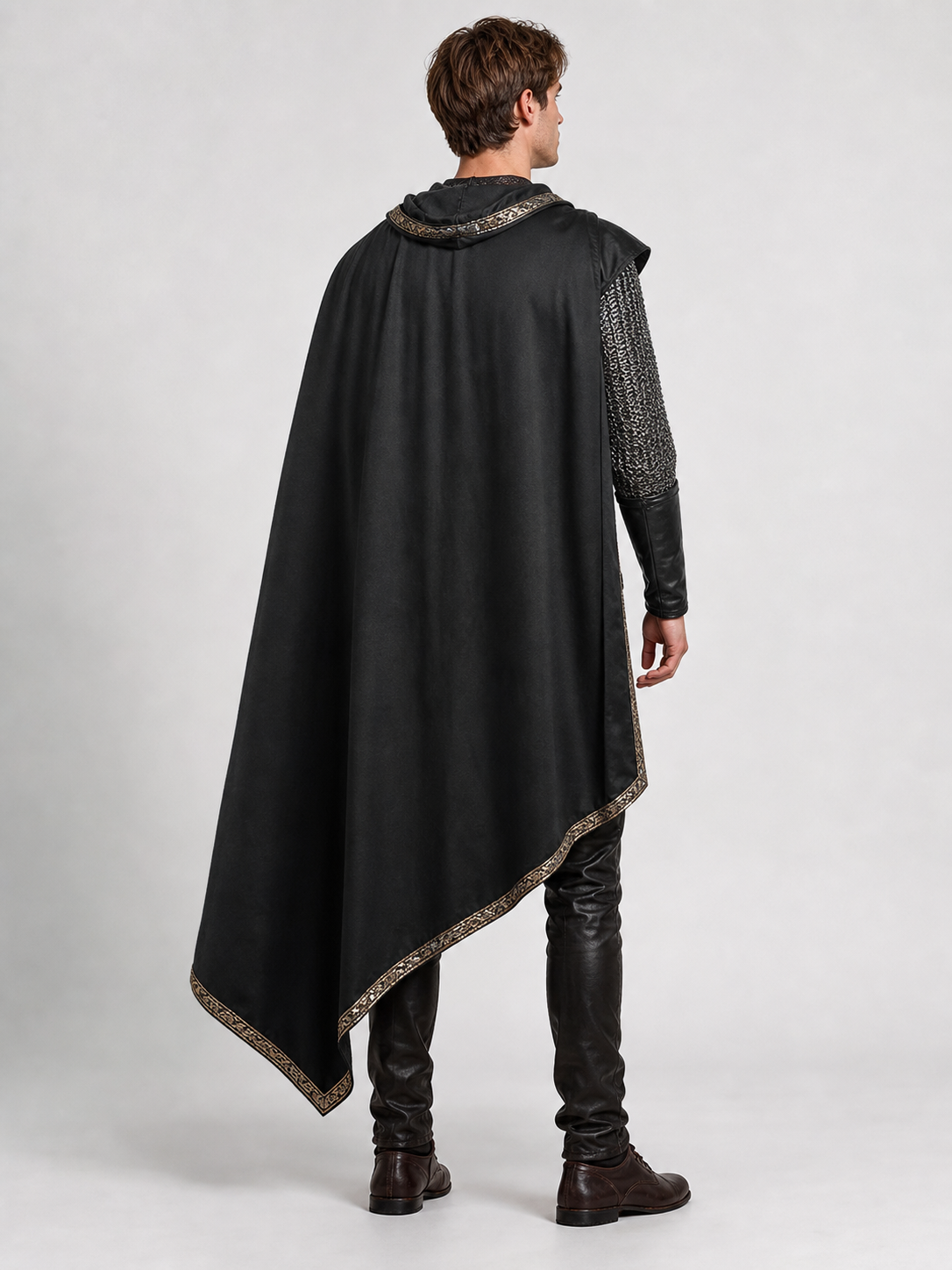 Black Medieval Hooded Carnival Cape