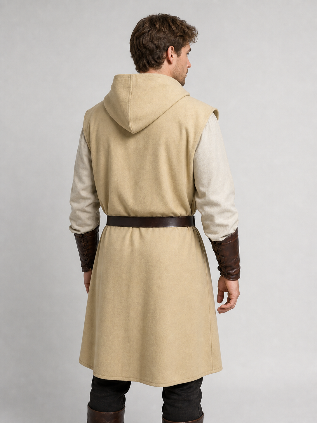 Khaki Hooded Carnival Cloak with Belt