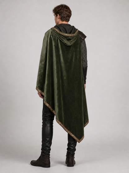 Green asymmetrical long carnival cape