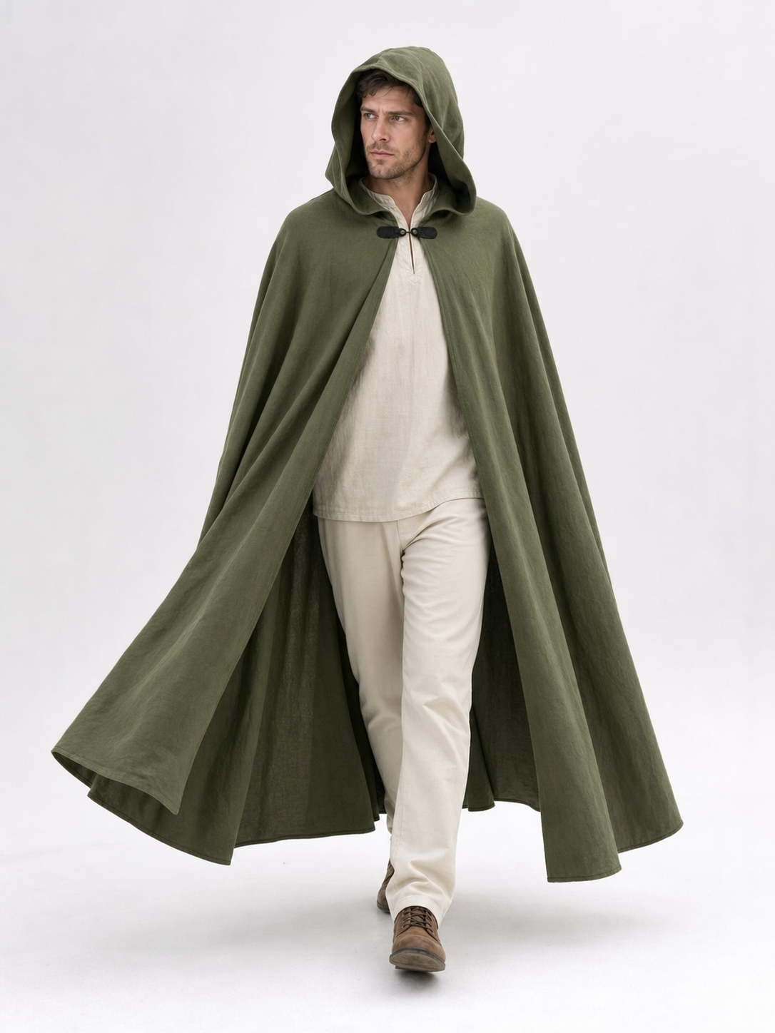 Long Green Hooded Carnival Cloak