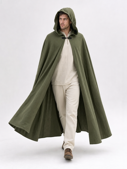 Long Green Hooded Carnival Cloak