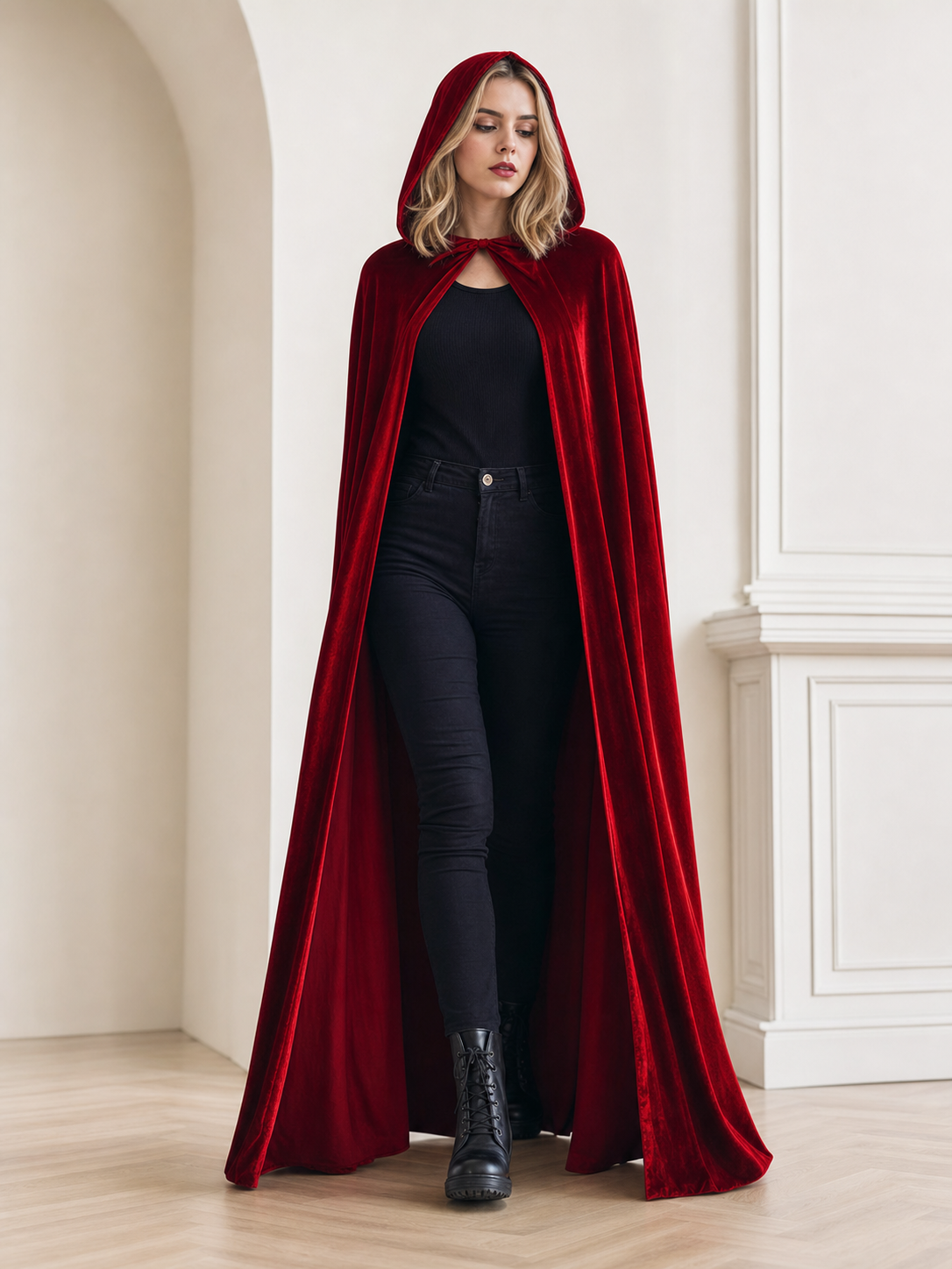 Red Hooded Carnival Cloak for Cosplay