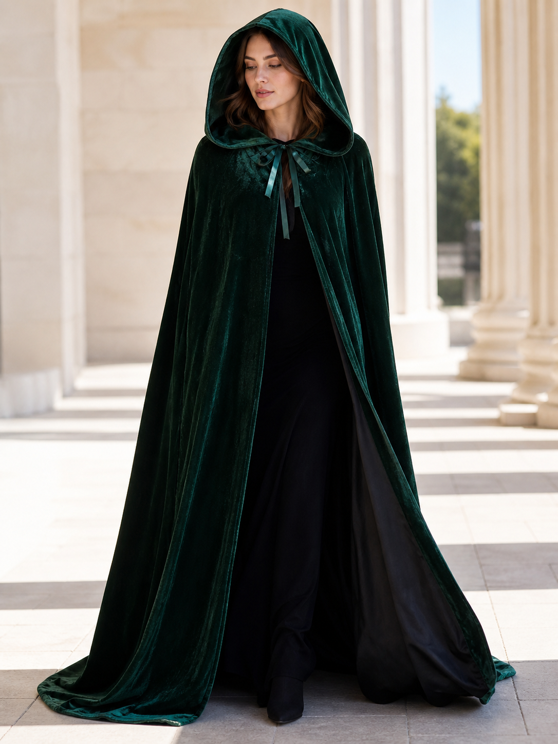 Green Gothic Carnival Cloak with Hood