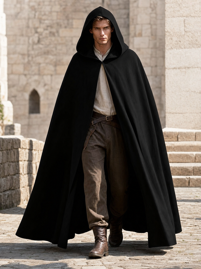 Black hooded carnival cloak, medieval