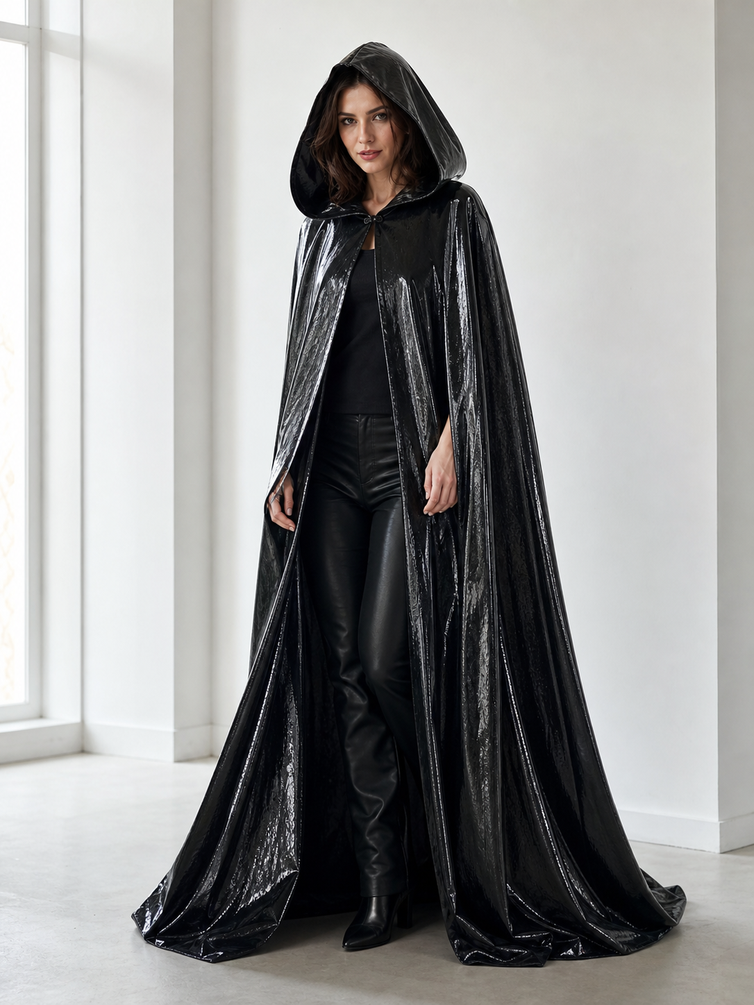Black Gothic Hooded Carnival Cloak