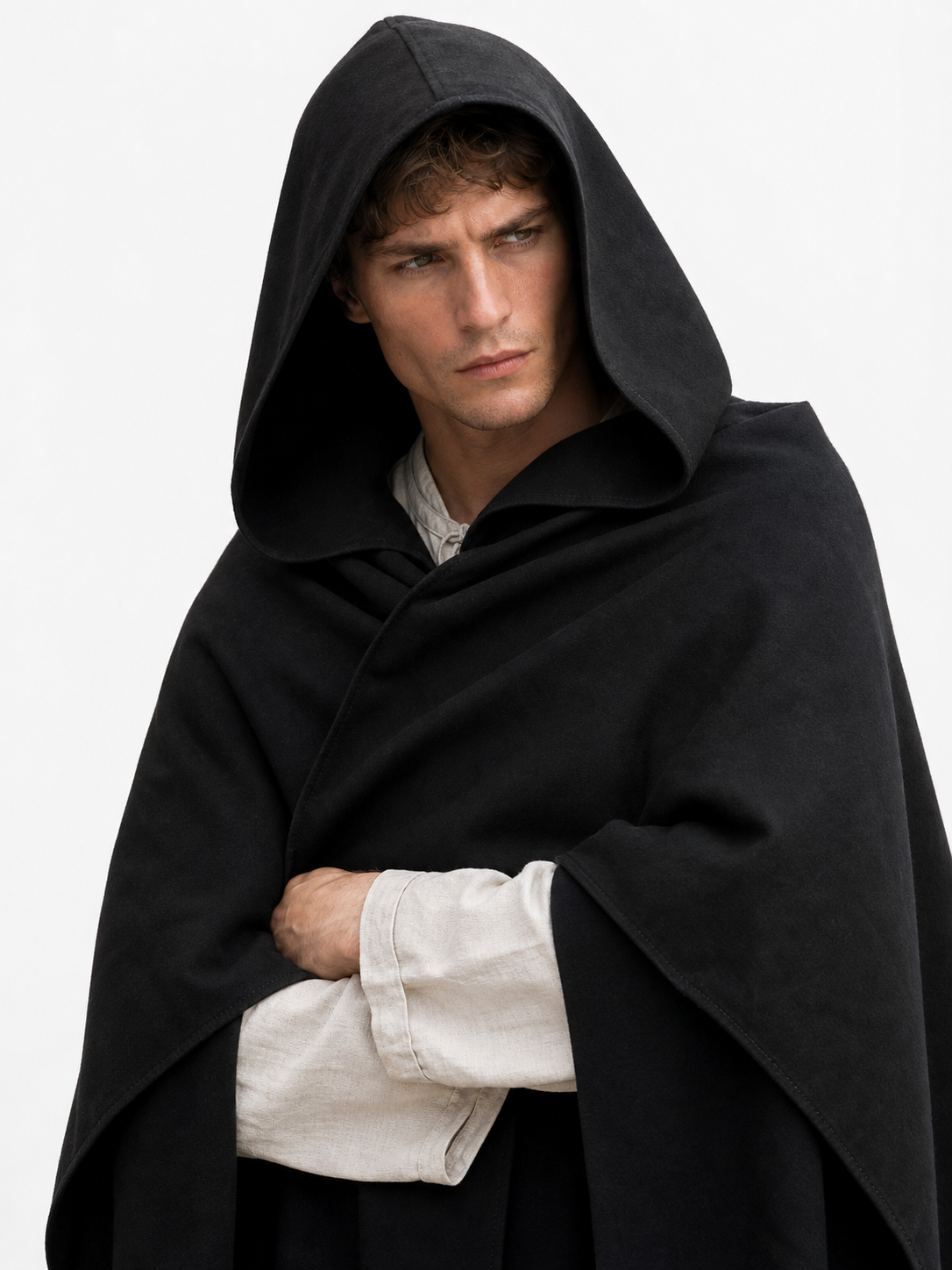 Black hooded carnival cloak, medieval