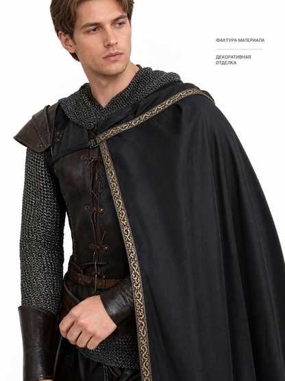 Black Medieval Hooded Carnival Cape