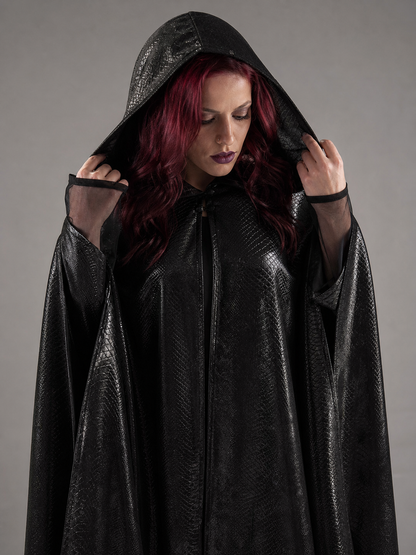 Black Gothic Hooded Carnival Cloak